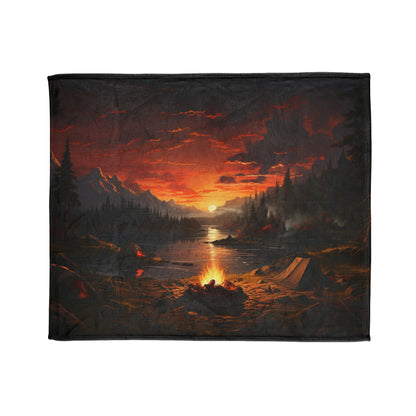 Campfire at Sunset Soft Polyester Blanket