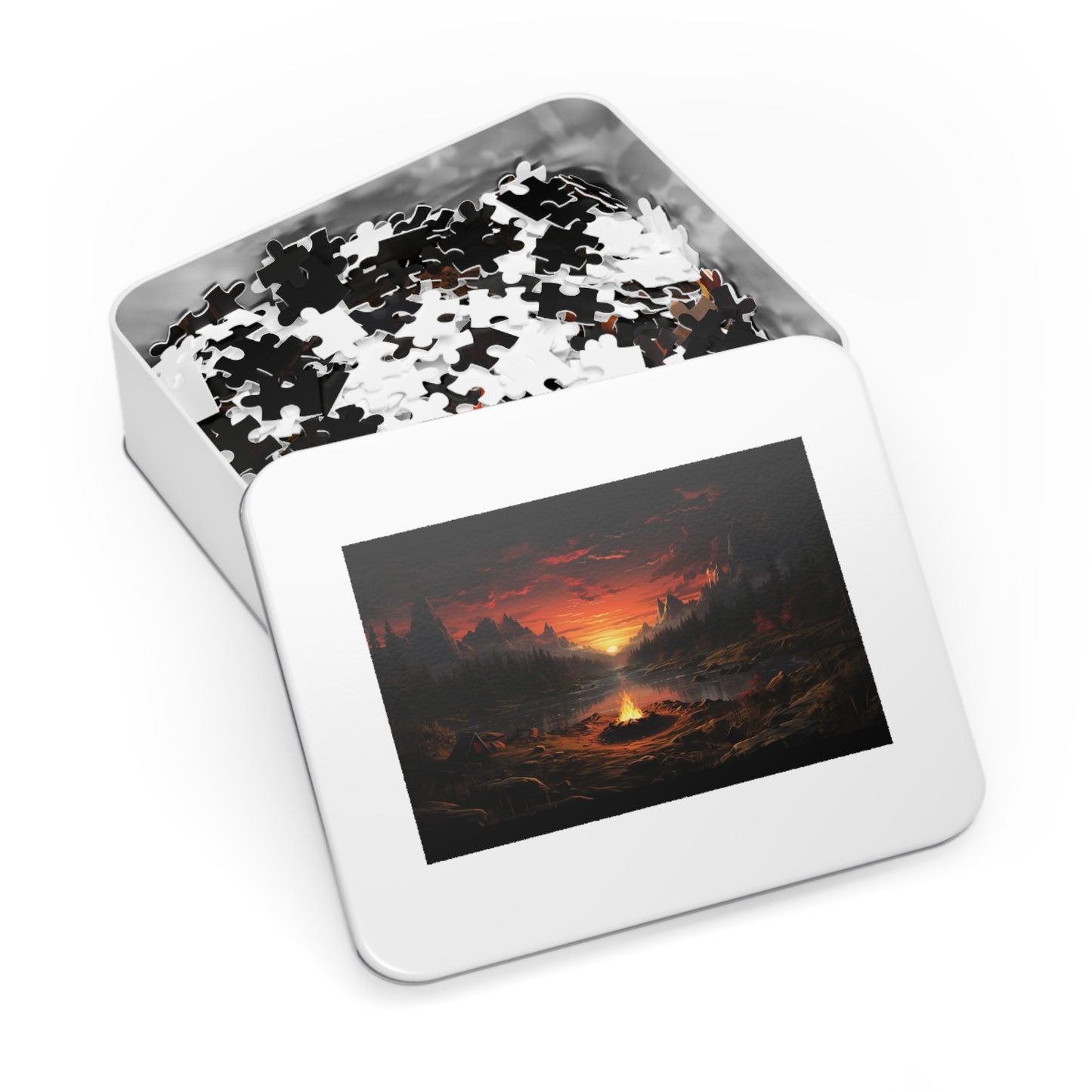 Campfire at Sunset in Nature Jigsaw Puzzle (500,1000-Piece)