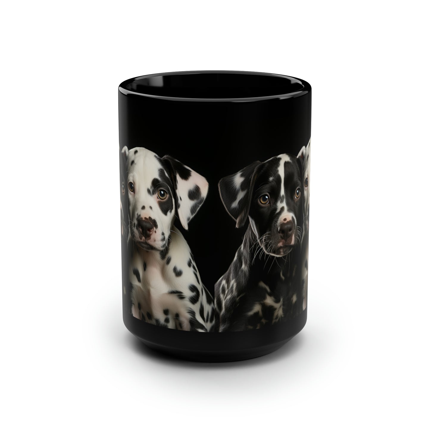 Dalmatian Puppies Black Ceramic Mug 15oz