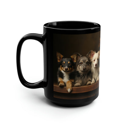 More Puppies Black Ceramic Mug 15oz