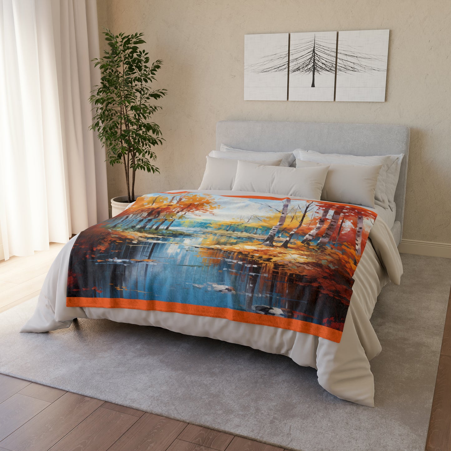 Impressionist Vibrant Autumn Forest Soft Polyester Blanket