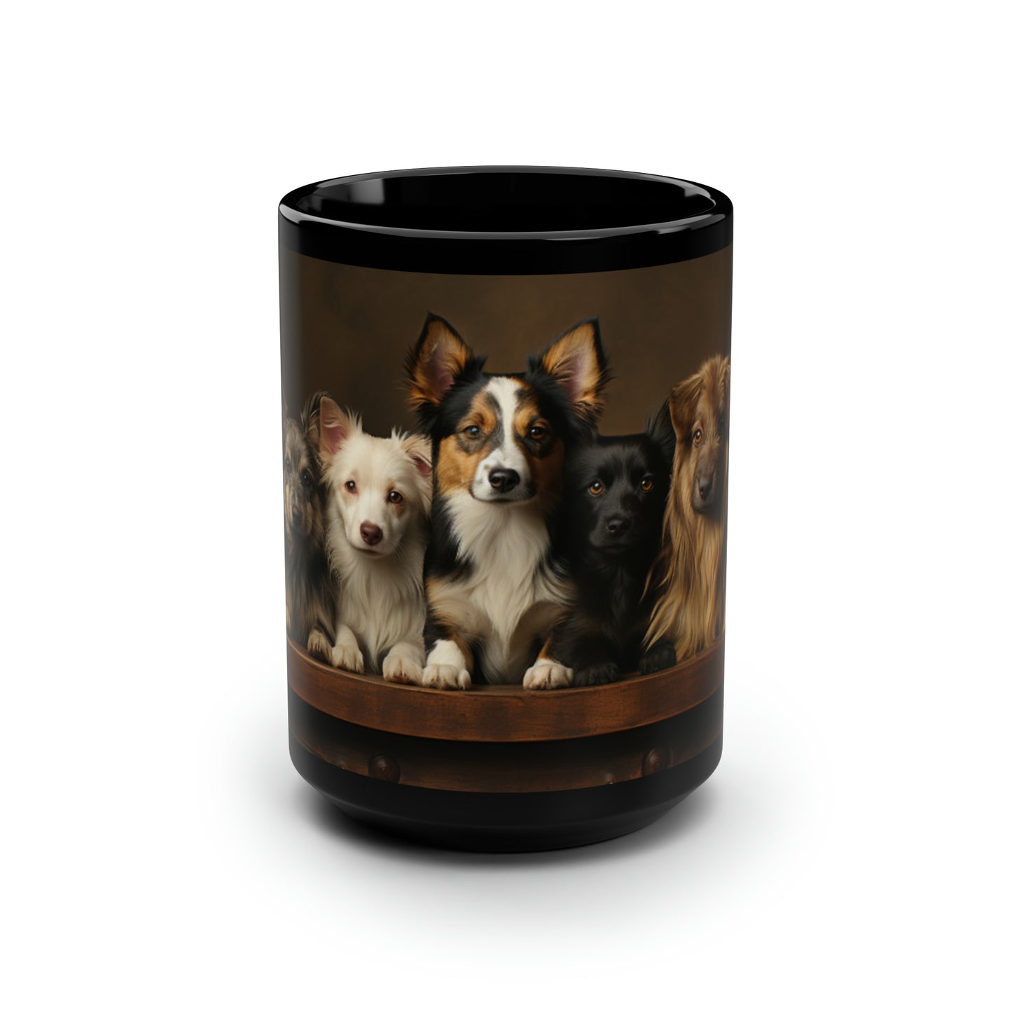 More Puppies Black Ceramic Mug 15oz