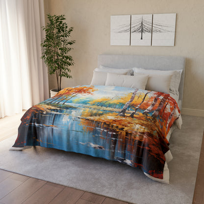 Impressionist Vibrant Autumn Forest Soft Polyester Blanket