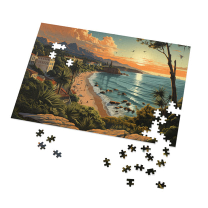 Coastal Mediterranean Sunset Jigsaw Puzzle (500,1000-Piece)