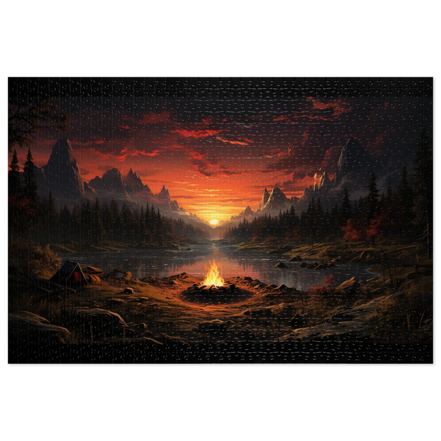 Campfire at Sunset in Nature Jigsaw Puzzle (500,1000-Piece)