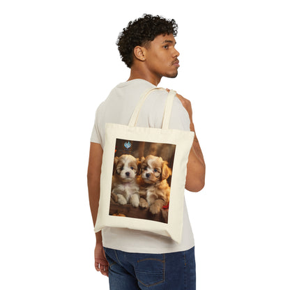 Assorted Puppies Cotton Canvas Tote Bag