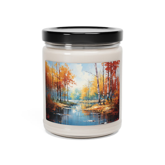 Impressionist Vibrant Autumn Forest - Scented Soy Candle, 9oz