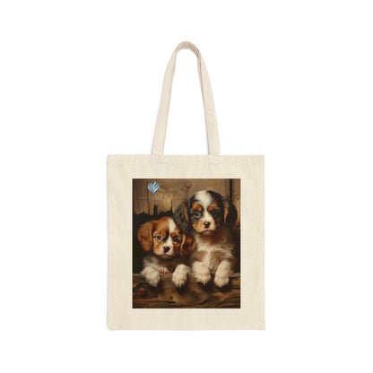 Assorted Puppies Cotton Canvas Tote Bag