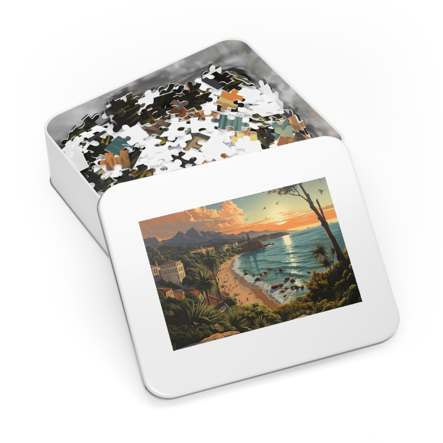 Coastal Mediterranean Sunset Jigsaw Puzzle (500,1000-Piece)