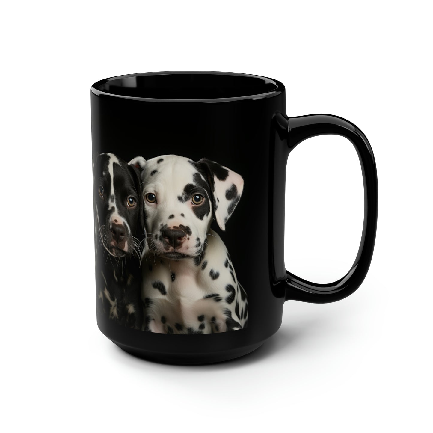 Dalmatian Puppies Black Ceramic Mug 15oz