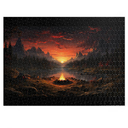 Campfire at Sunset in Nature Jigsaw Puzzle (500,1000-Piece)