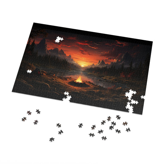 Campfire at Sunset in Nature Jigsaw Puzzle (500,1000-Piece)