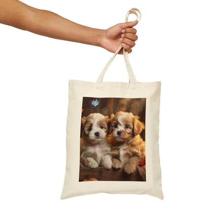 Assorted Puppies Cotton Canvas Tote Bag