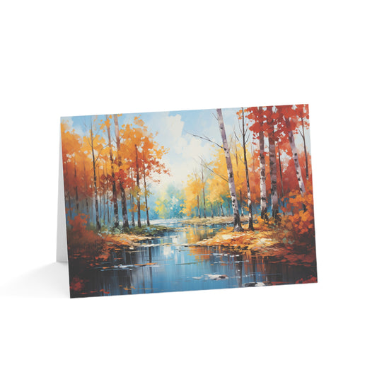Impressionist Vibrant Autumn Forest Blank Greeting Cards (1, 10, 30, and 50pcs)