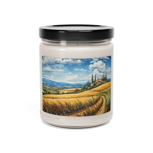 Tuscan Countryside Painting Scene - Scented Soy Candle, 9oz