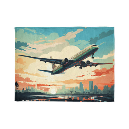 Airplane Taking Off Soft Polyester Blanket