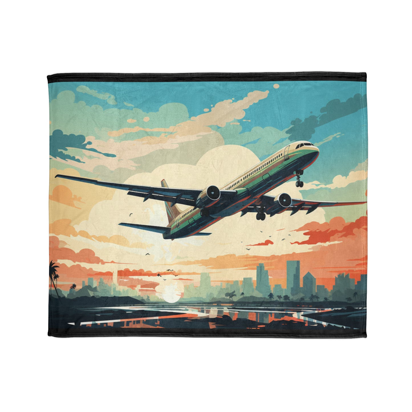 Airplane Taking Off Soft Polyester Blanket