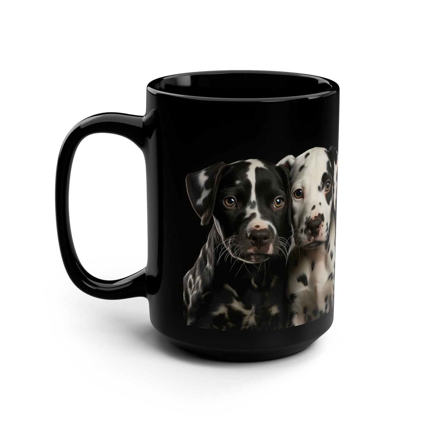 Dalmatian Puppies Black Ceramic Mug 15oz