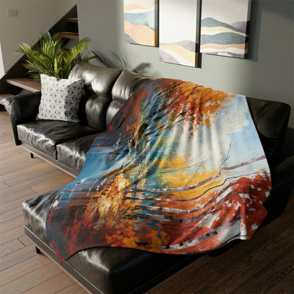 Impressionist Vibrant Autumn Forest Soft Polyester Blanket