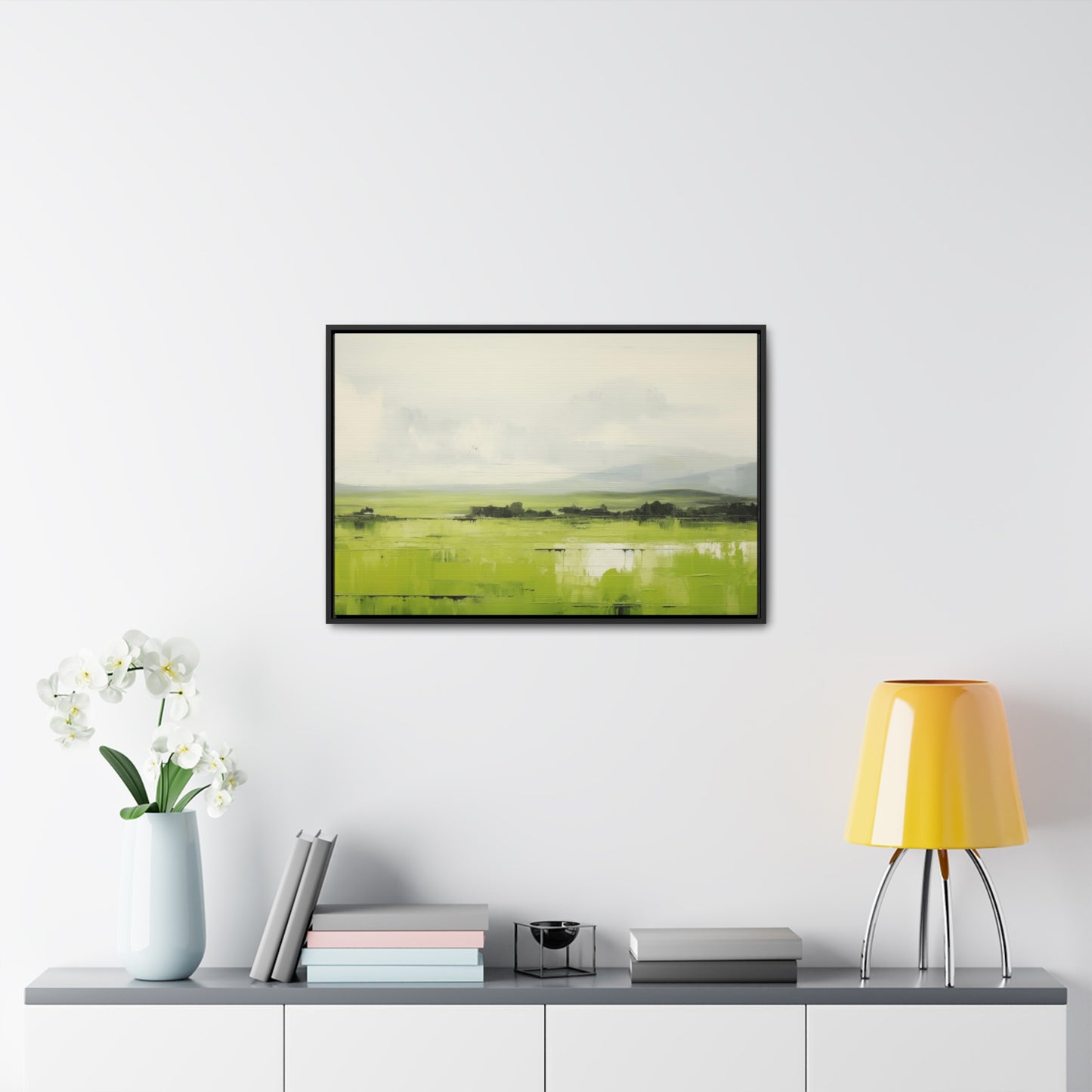 Green Hills and Meadows Abstract Canvas