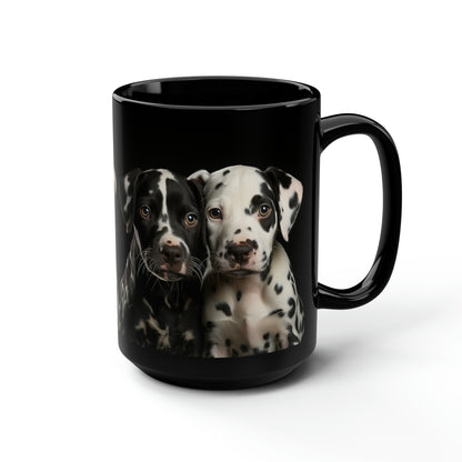 Dalmatian Puppies Black Ceramic Mug 15oz