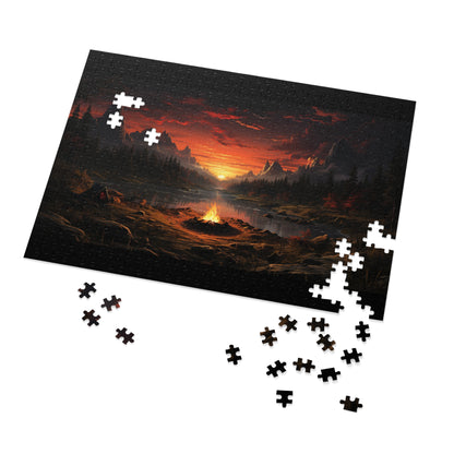 Campfire at Sunset in Nature Jigsaw Puzzle (500,1000-Piece)